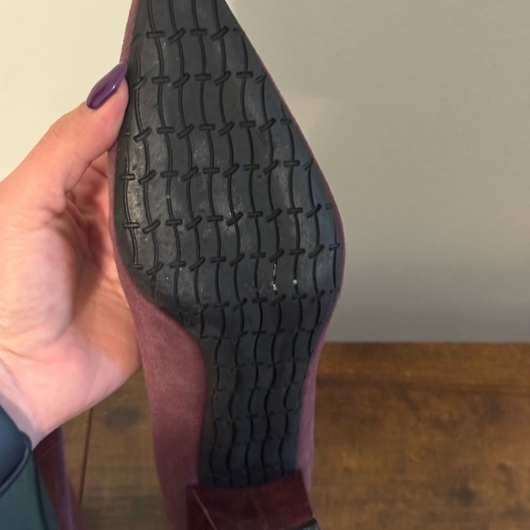 ❤️🔥❤️🔥 Thierry Rabotin Narrow Stamped Purple Suede Slip On Heeled Shoes - Picture 5 of 10